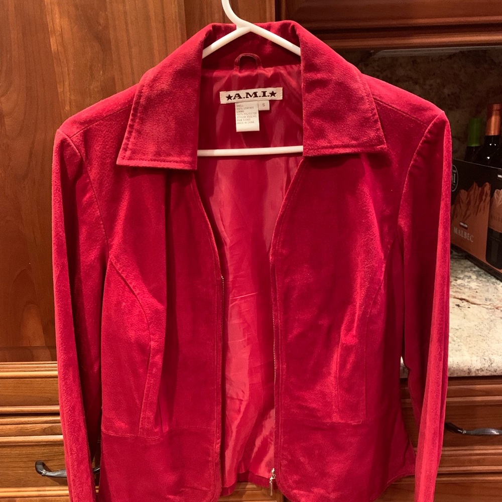 A.M.I red leather jacket